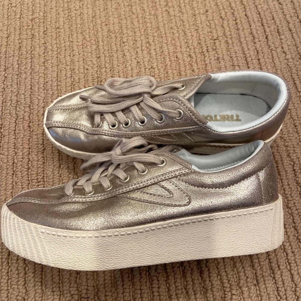 Tretorn Gold Platform Sneakers